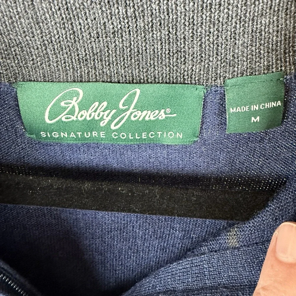 Bobby Jones Signature Collection Quarter Zip Merino Wool Sweater‎ Medium Blue